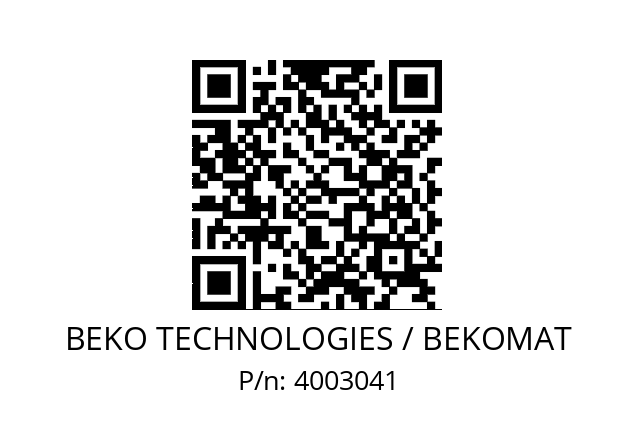   BEKO TECHNOLOGIES / BEKOMAT 4003041