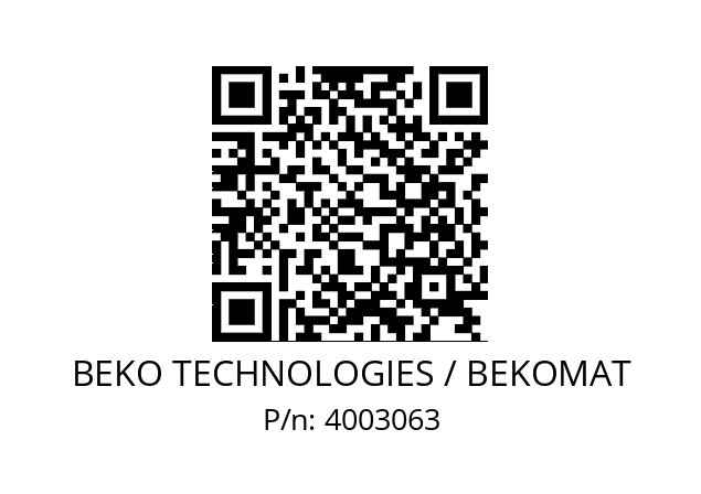   BEKO TECHNOLOGIES / BEKOMAT 4003063