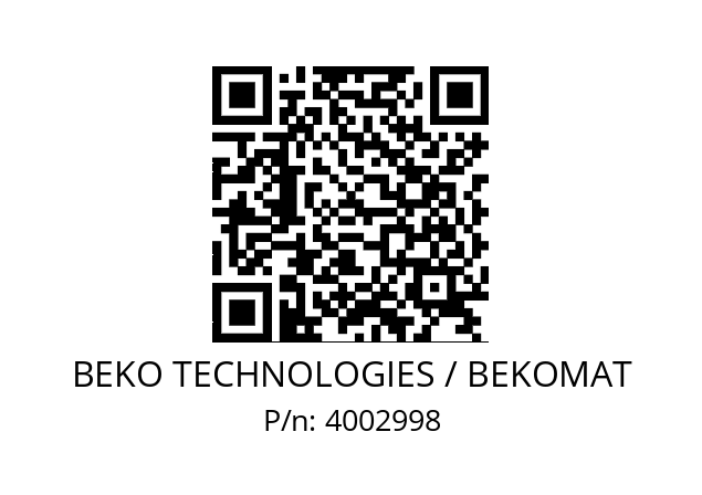   BEKO TECHNOLOGIES / BEKOMAT 4002998