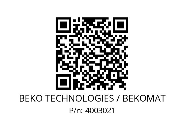   BEKO TECHNOLOGIES / BEKOMAT 4003021