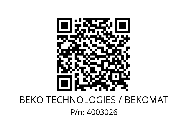   BEKO TECHNOLOGIES / BEKOMAT 4003026