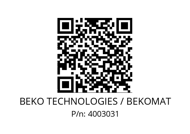   BEKO TECHNOLOGIES / BEKOMAT 4003031