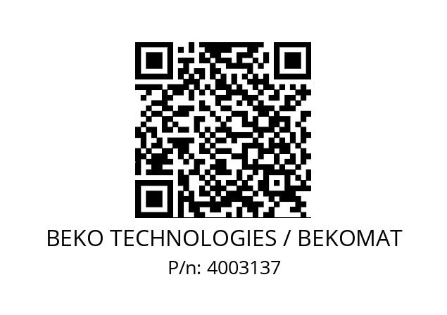   BEKO TECHNOLOGIES / BEKOMAT 4003137