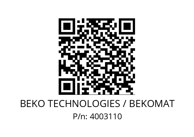   BEKO TECHNOLOGIES / BEKOMAT 4003110