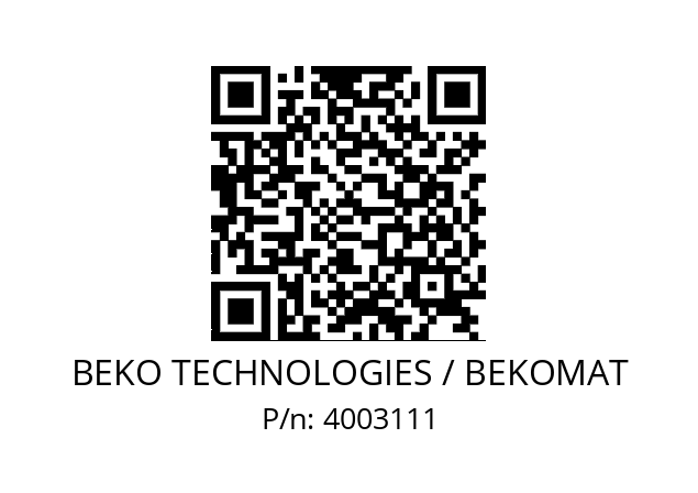   BEKO TECHNOLOGIES / BEKOMAT 4003111