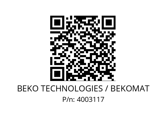   BEKO TECHNOLOGIES / BEKOMAT 4003117