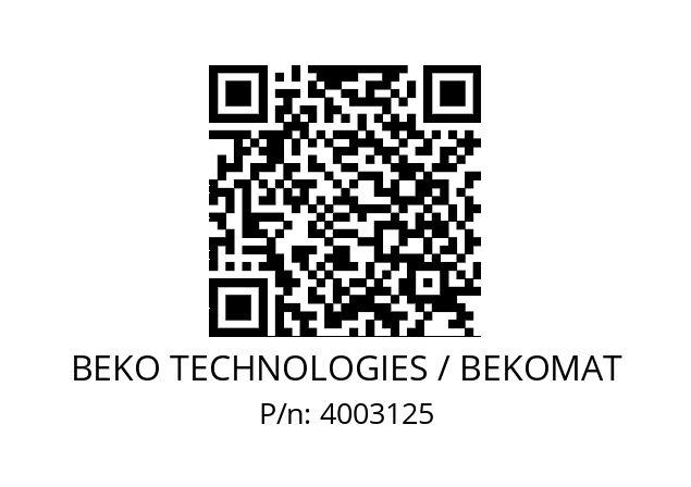   BEKO TECHNOLOGIES / BEKOMAT 4003125