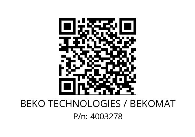   BEKO TECHNOLOGIES / BEKOMAT 4003278