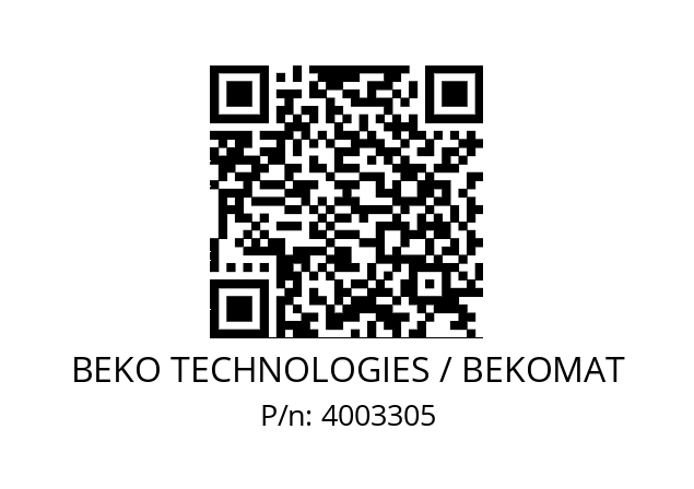   BEKO TECHNOLOGIES / BEKOMAT 4003305