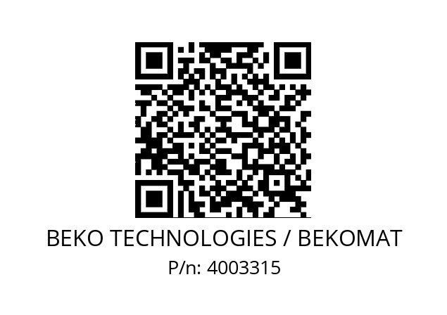   BEKO TECHNOLOGIES / BEKOMAT 4003315