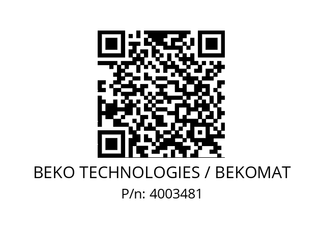   BEKO TECHNOLOGIES / BEKOMAT 4003481