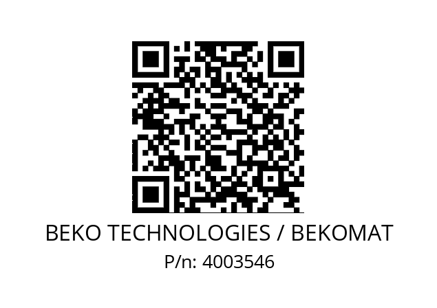   BEKO TECHNOLOGIES / BEKOMAT 4003546