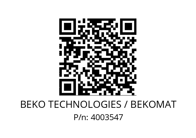   BEKO TECHNOLOGIES / BEKOMAT 4003547