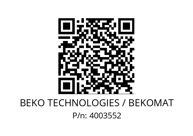   BEKO TECHNOLOGIES / BEKOMAT 4003552