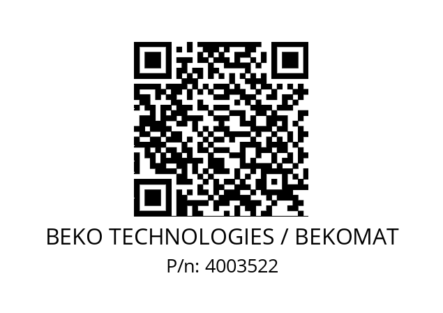   BEKO TECHNOLOGIES / BEKOMAT 4003522