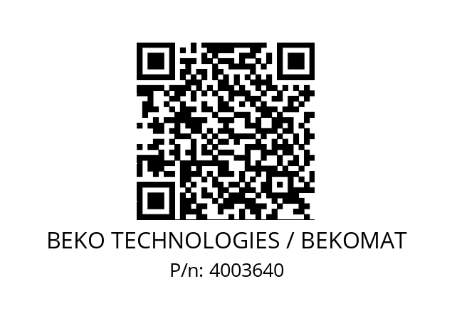   BEKO TECHNOLOGIES / BEKOMAT 4003640