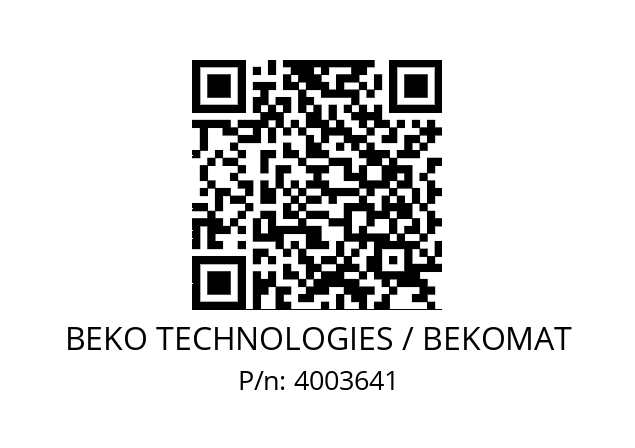   BEKO TECHNOLOGIES / BEKOMAT 4003641