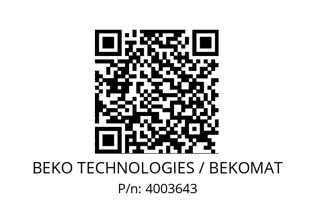   BEKO TECHNOLOGIES / BEKOMAT 4003643