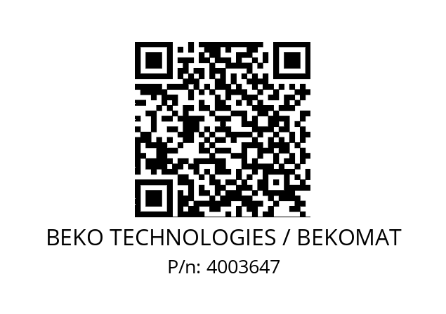   BEKO TECHNOLOGIES / BEKOMAT 4003647