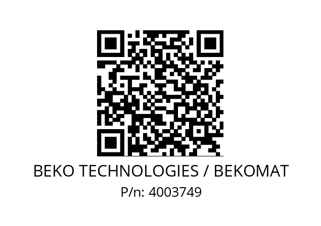   BEKO TECHNOLOGIES / BEKOMAT 4003749