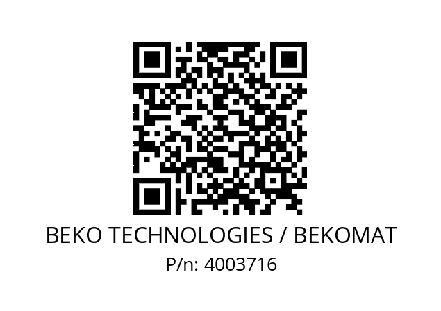   BEKO TECHNOLOGIES / BEKOMAT 4003716