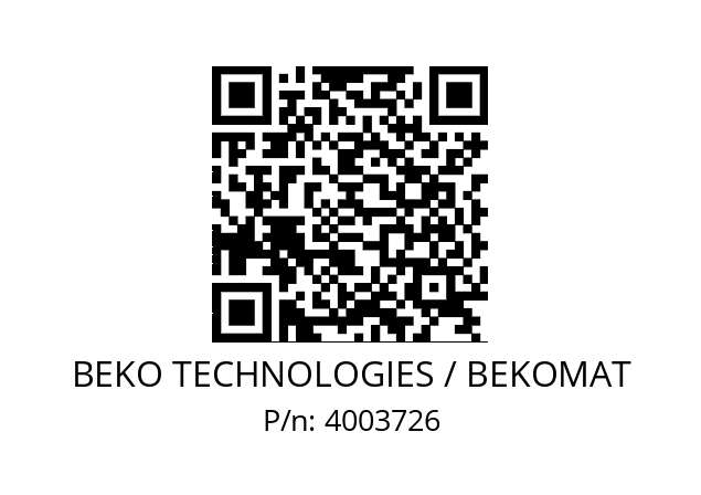   BEKO TECHNOLOGIES / BEKOMAT 4003726