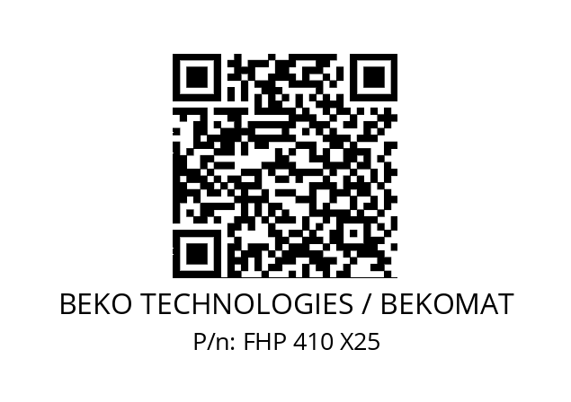   BEKO TECHNOLOGIES / BEKOMAT FHP 410 X25