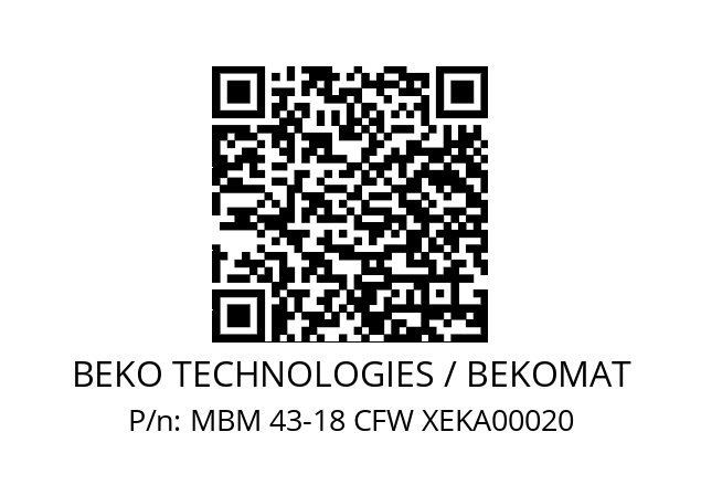   BEKO TECHNOLOGIES / BEKOMAT MBM 43-18 CFW XEKA00020