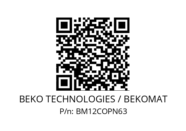   BEKO TECHNOLOGIES / BEKOMAT BM12COPN63