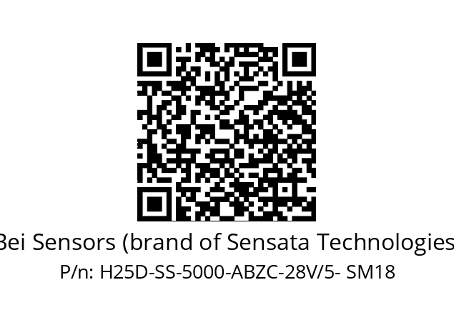   Bei Sensors (brand of Sensata Technologies) H25D-SS-5000-ABZC-28V/5- SM18