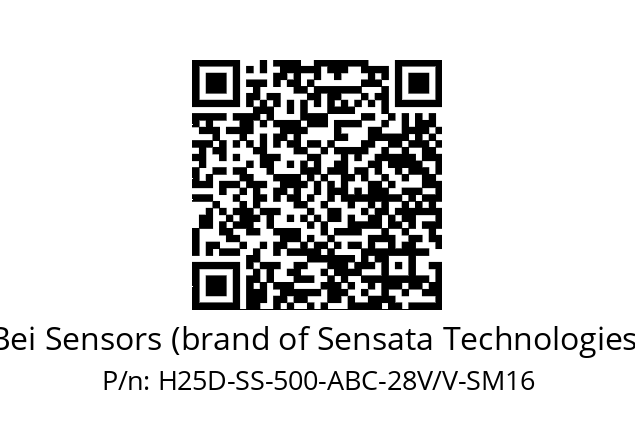   Bei Sensors (brand of Sensata Technologies) H25D-SS-500-ABC-28V/V-SM16