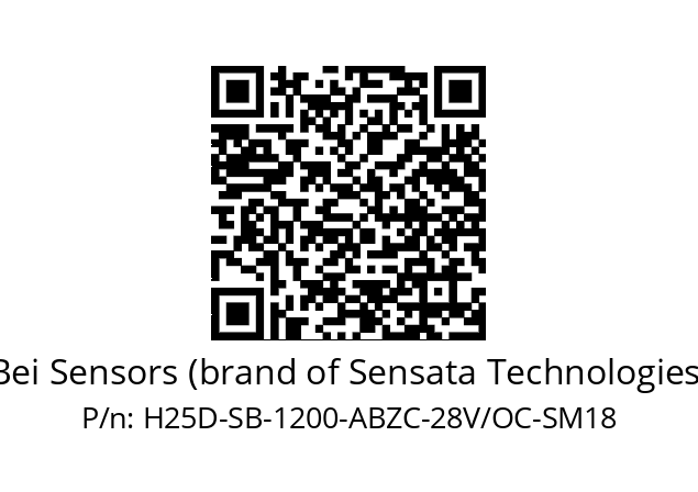   Bei Sensors (brand of Sensata Technologies) H25D-SB-1200-ABZC-28V/OC-SM18