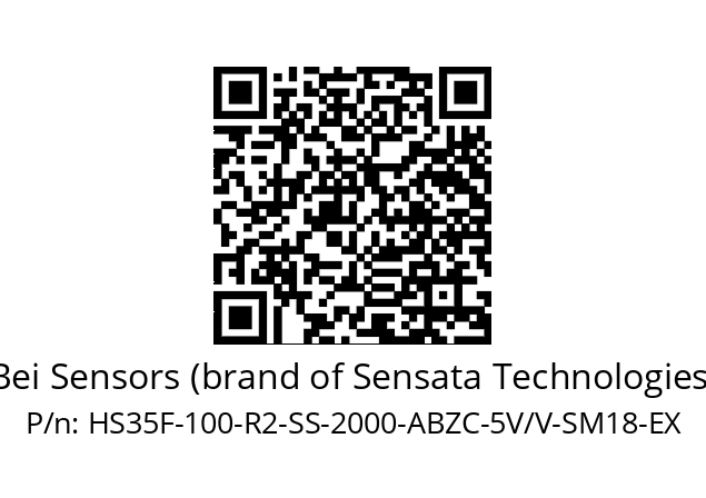   Bei Sensors (brand of Sensata Technologies) HS35F-100-R2-SS-2000-ABZC-5V/V-SM18-EX