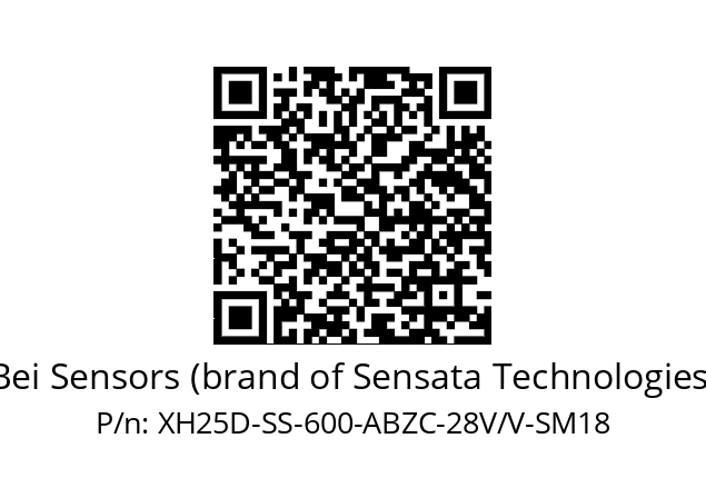   Bei Sensors (brand of Sensata Technologies) XH25D-SS-600-ABZC-28V/V-SM18