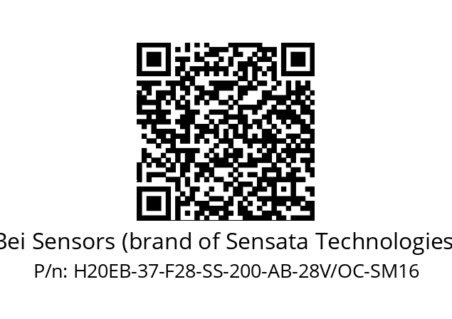   Bei Sensors (brand of Sensata Technologies) H20EB-37-F28-SS-200-AB-28V/OC-SM16