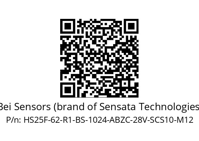   Bei Sensors (brand of Sensata Technologies) HS25F-62-R1-BS-1024-ABZC-28V-SCS10-M12