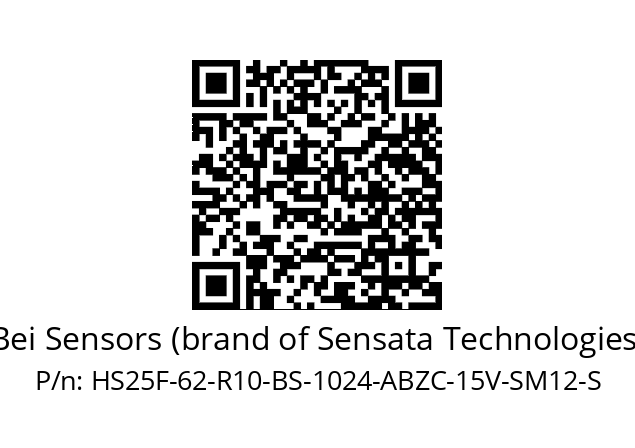   Bei Sensors (brand of Sensata Technologies) HS25F-62-R10-BS-1024-ABZC-15V-SM12-S