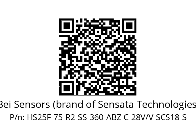   Bei Sensors (brand of Sensata Technologies) HS25F-75-R2-SS-360-ABZ C-28V/V-SCS18-S