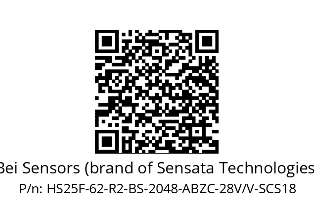   Bei Sensors (brand of Sensata Technologies) HS25F-62-R2-BS-2048-ABZC-28V/V-SCS18