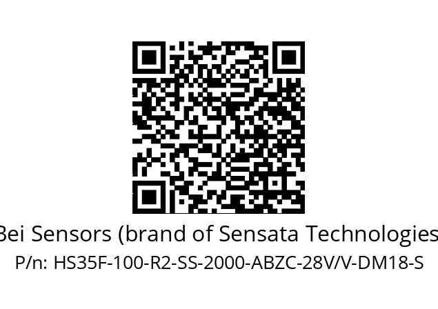   Bei Sensors (brand of Sensata Technologies) HS35F-100-R2-SS-2000-ABZC-28V/V-DM18-S