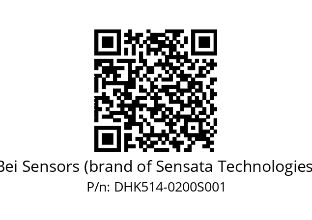  DHK5S14/1D/2G29//00200//G6R//--A9-- Bei Sensors (brand of Sensata Technologies) DHK514-0200S001