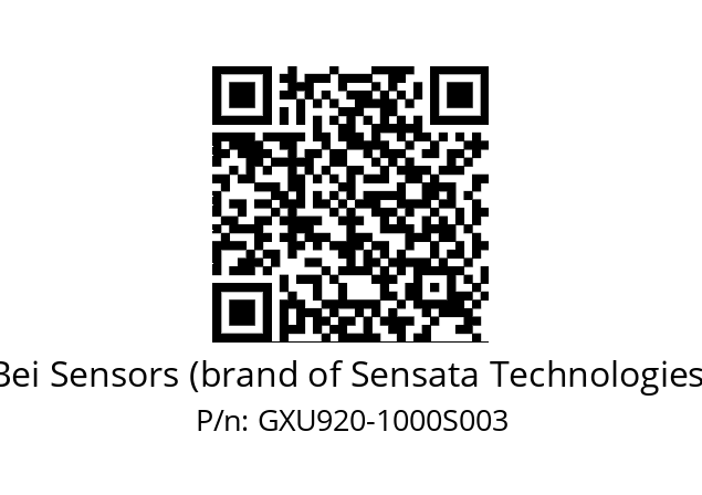  GXU9S20/02/5GT9//01000//G6R//U0D4-- Bei Sensors (brand of Sensata Technologies) GXU920-1000S003