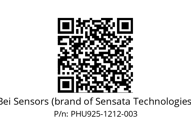  PHU9_25//PSSB//12B12D4//S6R//U0DA-- Bei Sensors (brand of Sensata Technologies) PHU925-1212-003