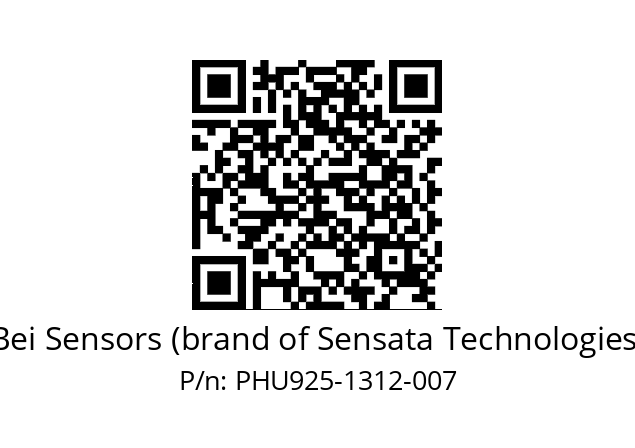  PHU9_25//PSSG//13B12D5//S5R020//U0DA-- Bei Sensors (brand of Sensata Technologies) PHU925-1312-007