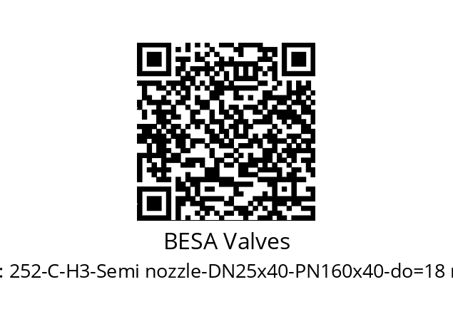   BESA Valves 252-C-H3-Semi nozzle-DN25x40-PN160x40-do=18 mm