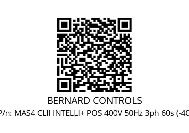   BERNARD CONTROLS MAS4 CLII INTELLI+ POS 400V 50Hz 3ph 60s (-40)