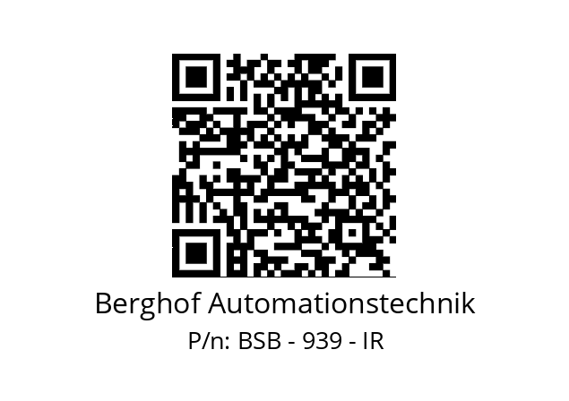   Berghof Automationstechnik BSB - 939 - IR