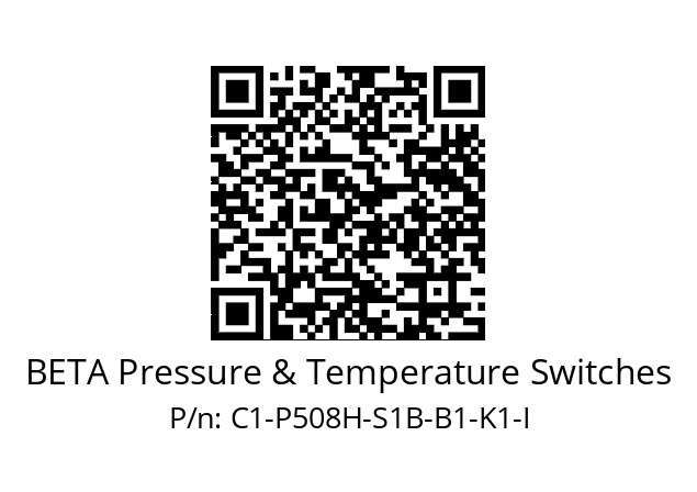   BETA Pressure & Temperature Switches C1-P508H-S1B-B1-K1-I