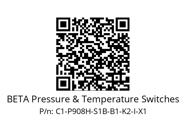   BETA Pressure & Temperature Switches C1-P908H-S1B-B1-K2-I-X1