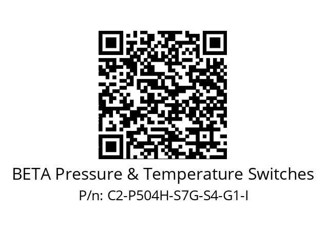   BETA Pressure & Temperature Switches C2-P504H-S7G-S4-G1-I